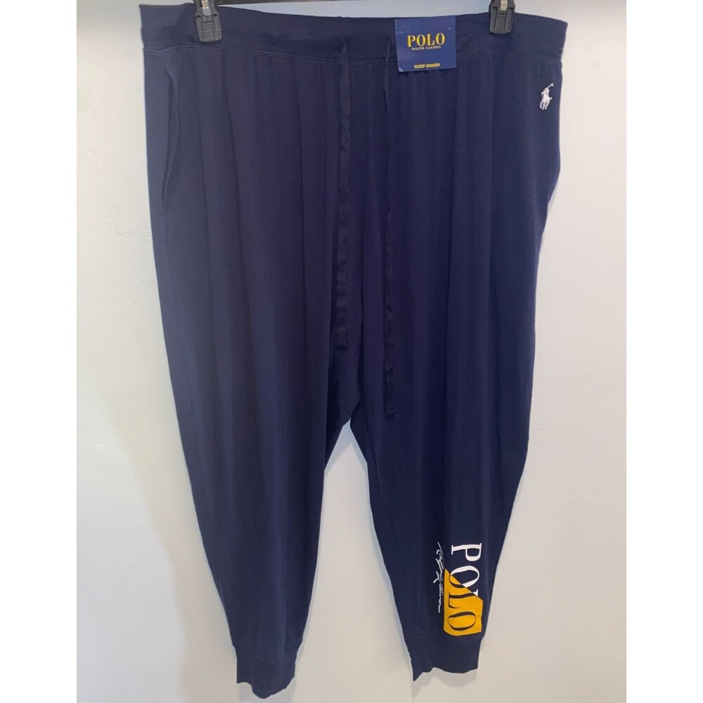Polo Ralph Lauren Lounge Pants Joggers Pajama 4X Navy Logo Spellout Lightweight